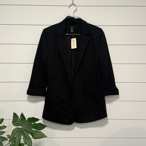 Forever 21 Classic Black Blazer Casual Cotton Look Officecore Business - Size M
